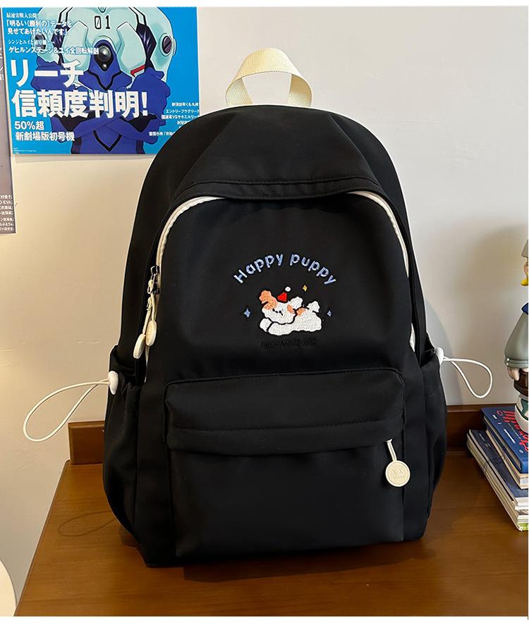 School bag dopamine ins wind cute embroidery school bag simple large capacity versatile commuter backpack travel lightweight backpack