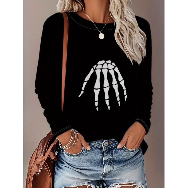 Womens Long Sleeve Crew Neck T-Shirt With 3D Flamingo Print Soft Milk Silk Fabric Loose Fit Casual 2025