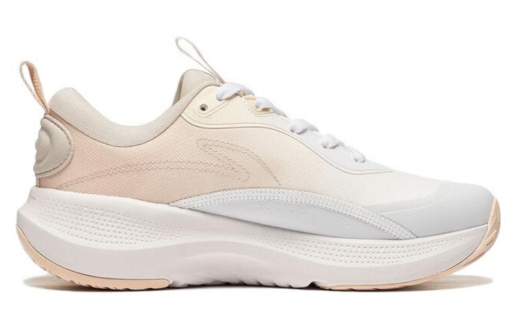 Li Ning Soft Go Slip Resistant Abrasion Resistant Low top Casual Shoes Women's White Apricot Gray AGLT180-2