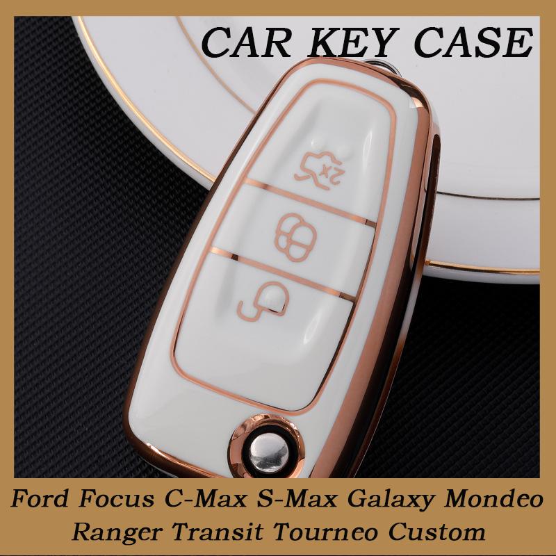 

Пномпень Чохол-сумка для складаного ключа автомобіля Брелок для Ford Focus C-Max S-Max Galaxy Mondeo Ranger Transit Tourneo Custom Захисник з ТПУ чорний