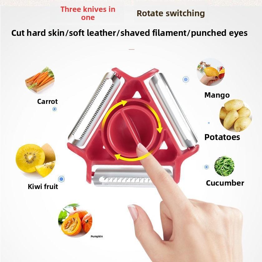 3-in-1 Multi-Functional Kitchen Peeler for Fruits Vegetables, Ergonomic Potato Apple Peeler