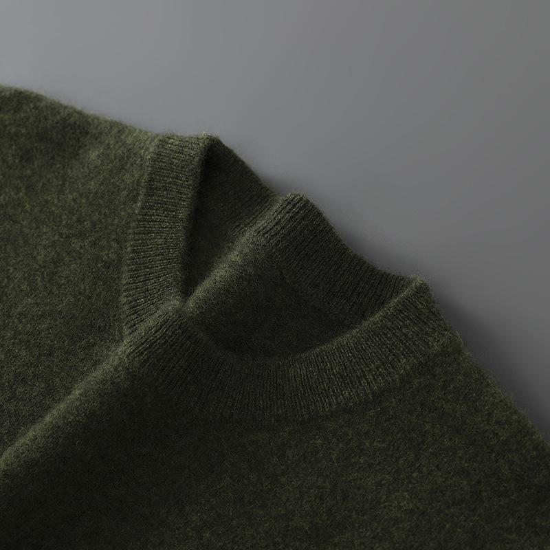 Herrtröja i enfärgad ullstickad casual