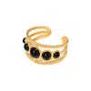 Fashion Stainless Steel Natural Stone Rings For Women Vintage Trend Punk Jewelry Gold Color Opening Ring Christmas Gift