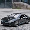1/22 BMW I8 New Energy Car Alloy Sports Car Model Diecast Metal Racing Car Vehicles Model Simulation Sound Light Childrens Toys Gift