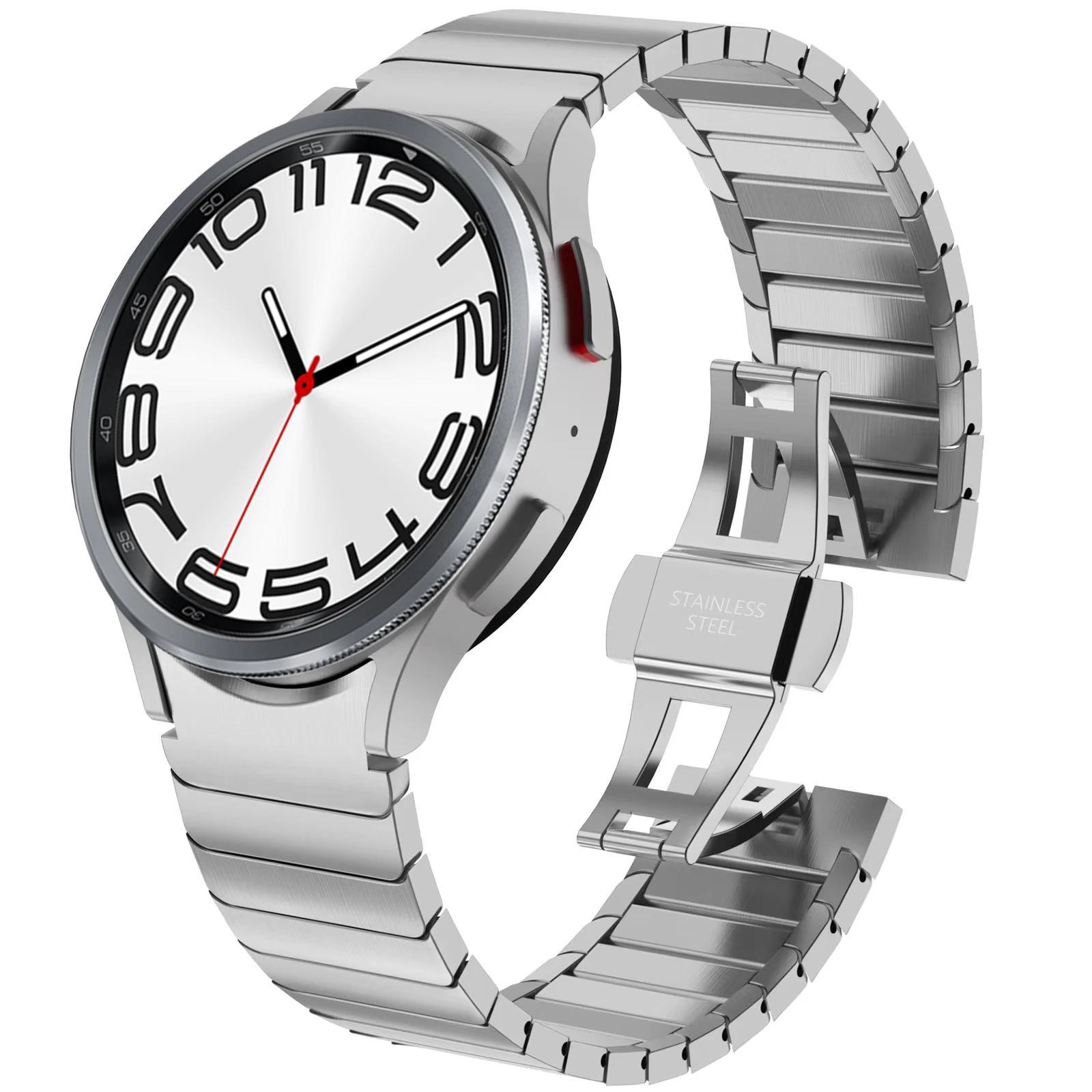 

Stainless steel Strap for Samsung Galaxy Watch 7/6/Classic 44mm 40mm 47mm 43mm Metal Wristband Watch 4 5 Pro 42mm 46mm 45mm Band Galaxy 7 44mm 40mm серебряный