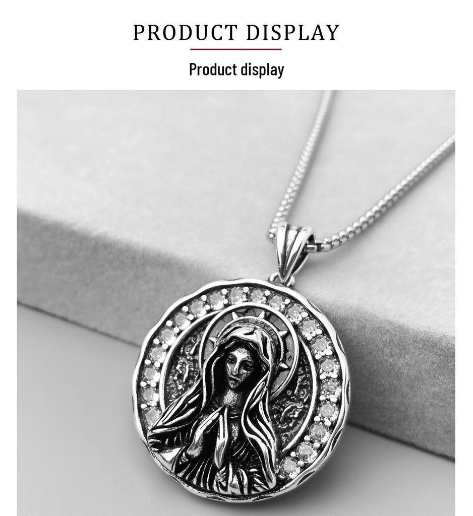 Gothic Punk Girl Prayer Pendant Necklace: Niche Design, Dark Style, Heavy Industry Influence