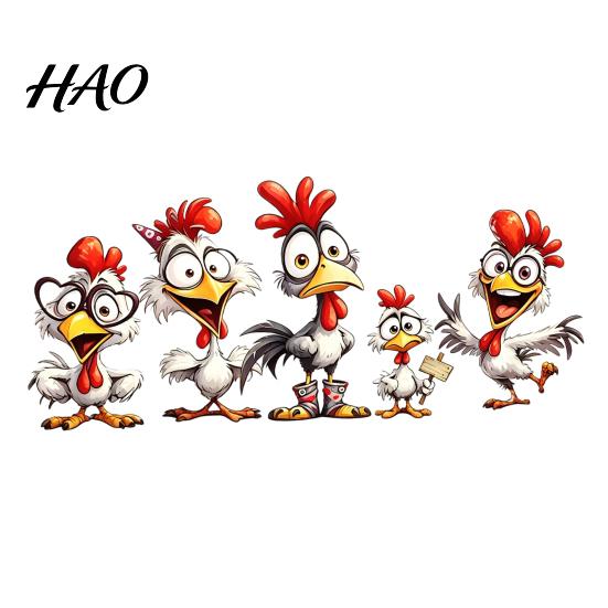 Versatile Adhesive Window Art Cartoon Rooster Static Glass Sticker, Funny Roosters Clings, PVC Removable Waterproof Clings Decal, Sunproof Stickers