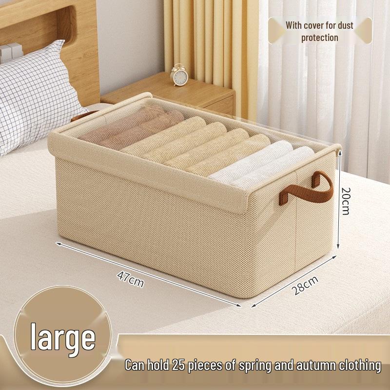 Foldable Clothing Storage Box with Compartments - Large Capacity, Dustproof Organizer for Clothes and Sundries.