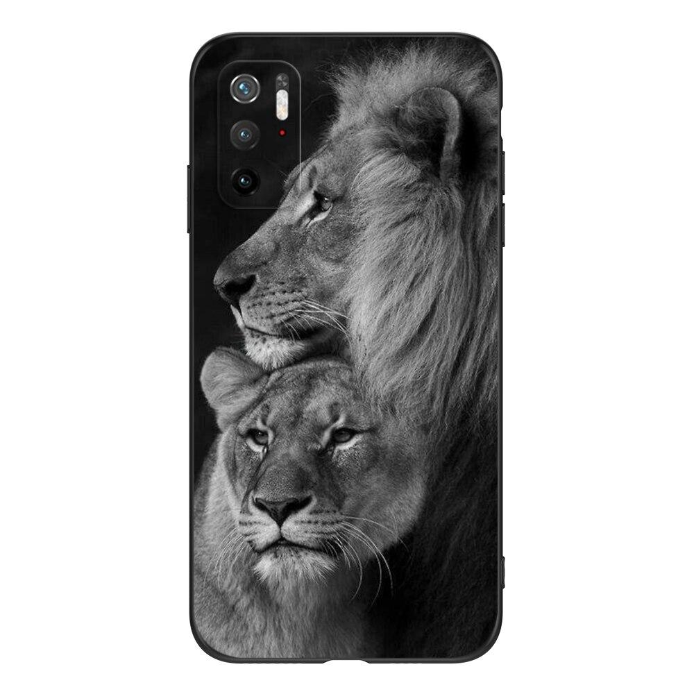 For Poco M3 Pro 5G Case 6.5" Xiaomi Redmi Note 10 5G Phone Back Cover Bumper POCOPHONE Black Tpu Case Lion Wolf Tiger Dragon