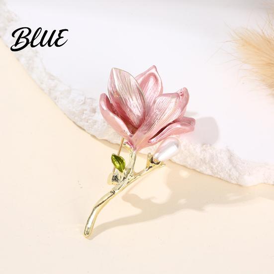 Long-lasting Brooch Magnolia Zinc Alloy Pin with Oil Dripping Process