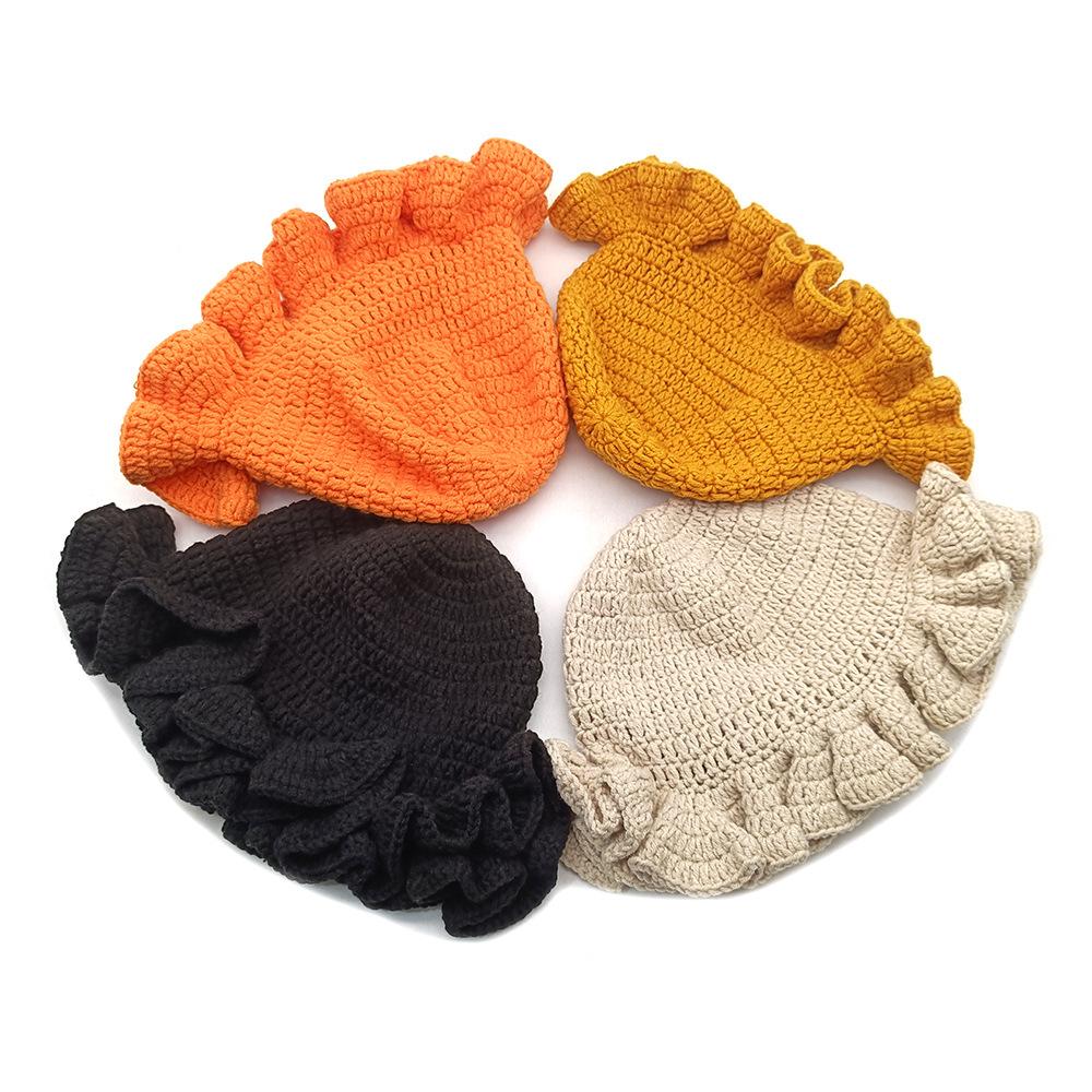 New Trend 2025 for Party Cross-Border Fashionable and Versatile Crocheted Ruffled Woolen Hat New Product Ruffled Hat