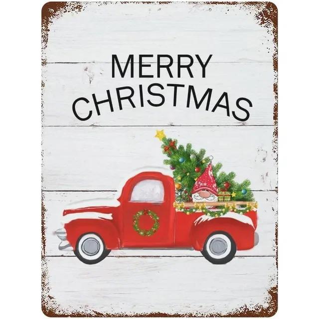 Vintage Merry Christmas Metal Tin Sign  Rustic Wall Art Plaque for Home Cafe Garden Bar Club Man Cave  Perfect Holiday Decor