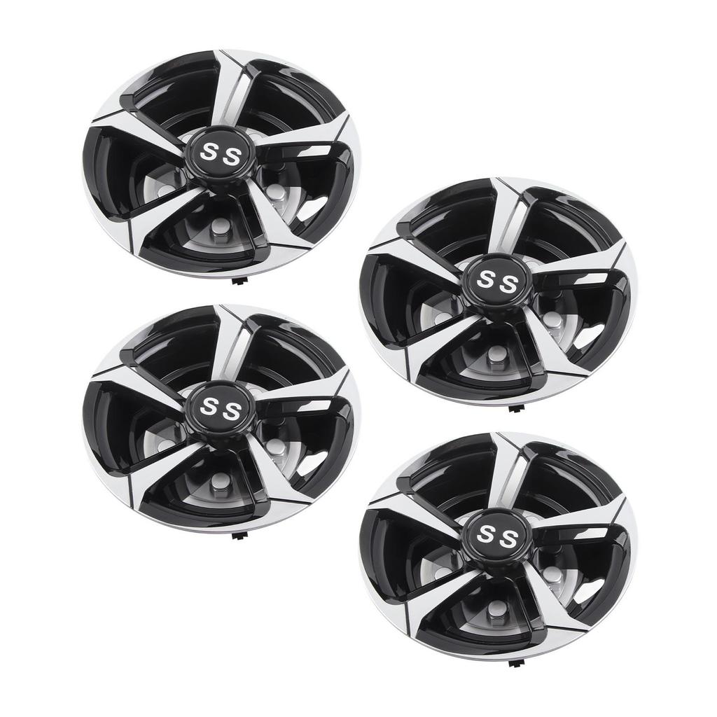 4PCS 8in Golf Cart Wheel Hub Cap Impact Resistance Universal Fit Silver Black Lightweight Replacement for E‑Z‑GO