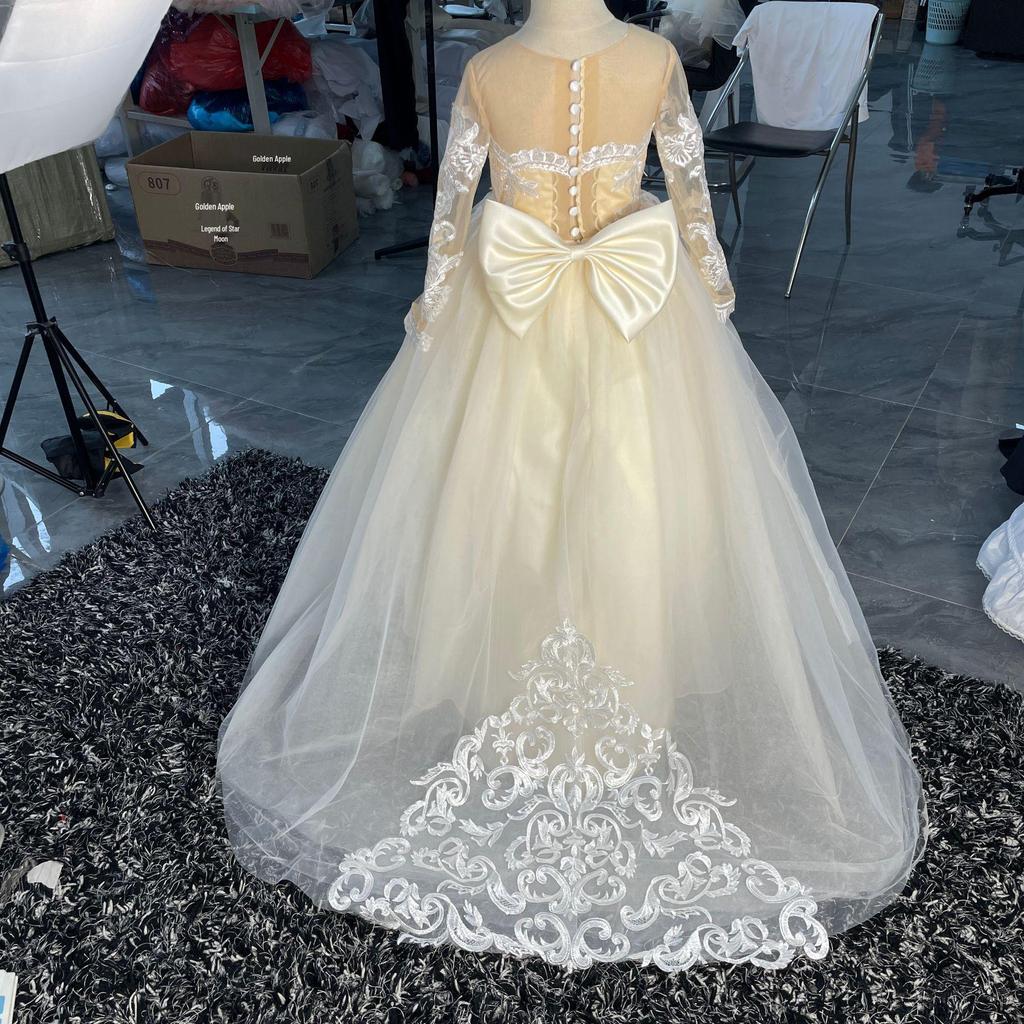 Girl's Mesh Evening Dress - Princess, Party, Flower Girl, Wedding, Birthday, Performance Costume