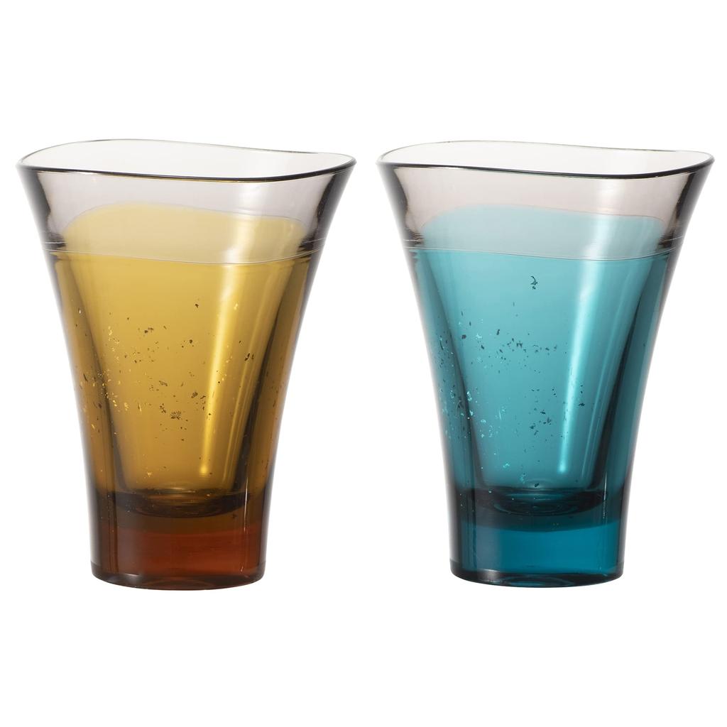 IJ Unbreakable Gold Leaf Sake in a Paulownia Wood Set of Dishwasher Made in Perfect for and Cute and Stylish Yellow and Blue Ideal for Japanese Small