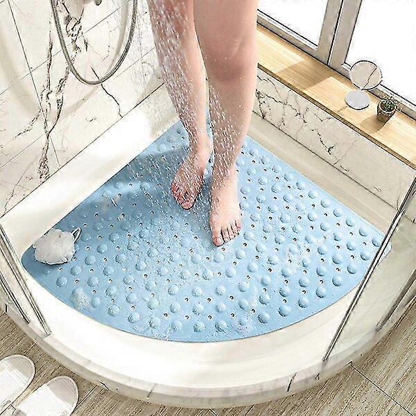 Bathroom Non-slip Mat, Strong Suction Cups Quick Drainage, 54x54cm Blue 1 Piece, Bathtub Anti-slip Mat