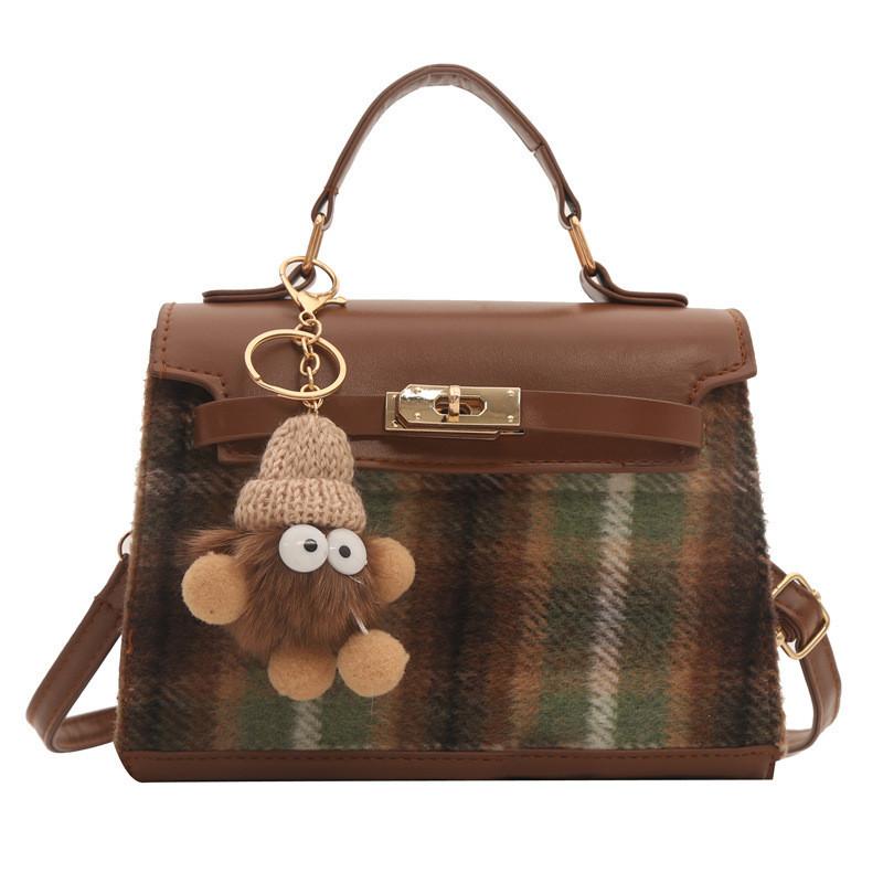 Fashionable Plaid Color Block Shoulder Crossbody Bag Women Bags2024 Street Style