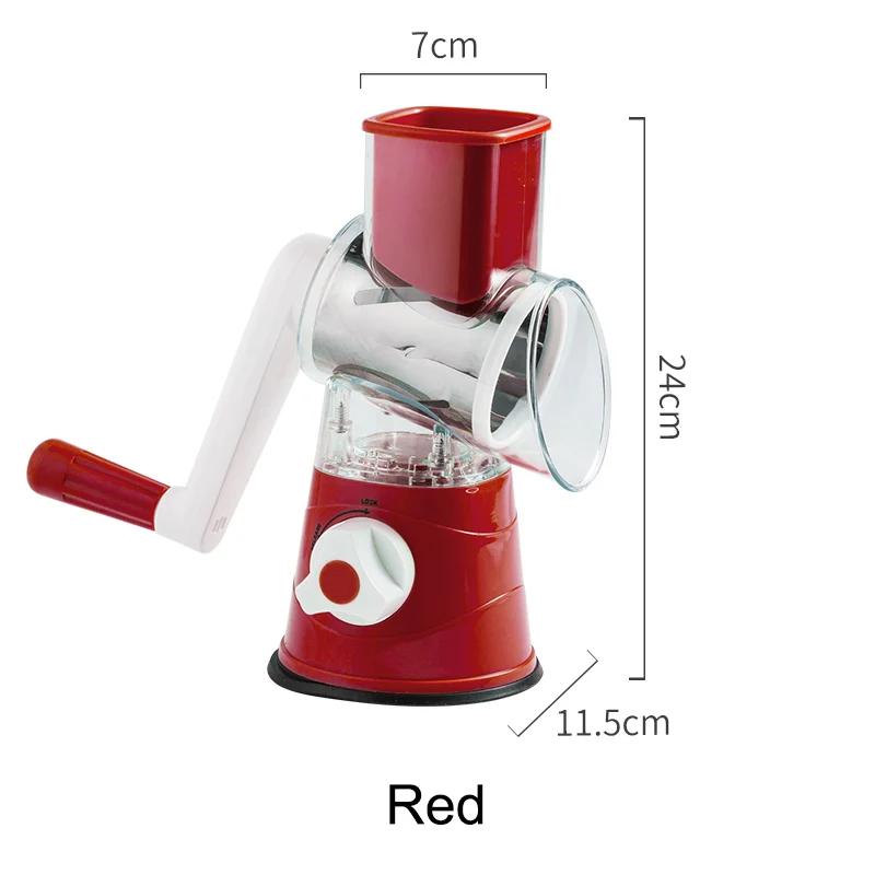 Cutter&Slicer Manuelle Küchen-Käsehackmaschine mit 3 scharfen Trommeln Heim Knoblauchpresse Knoblauch Küche Gemüse Kartoffel Reibe