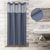 No Hooks Required Dotted Waffle Weave Shower Curtain with Snap In Liner - 71W X 74H,Hotel Grade,Spa Like Bath Curtain,Gray