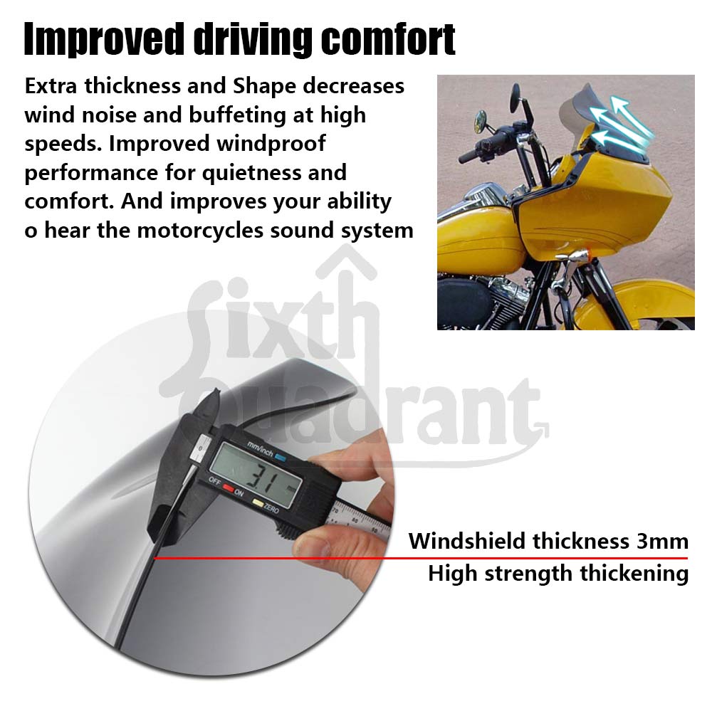 For Harley Road Glide CVO/SE FLTR/I FLTRX 1998-2013 Motorcycle 12.5" Wind Deflector Cowling Windscreen Front Fairing Windshield