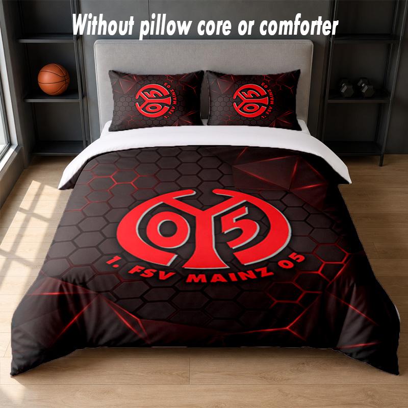 Mainz FC Design Bed Bedding Set 1 Duvet Cover + 2 Pillowcases Soft Breathable Household Bed Linens