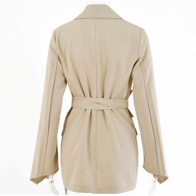 2025 Jaro Léto Nové Dámské Módní Bundy Jednobarevné Ležérní Klopa Dlouhý Rukáv Sako Ohrnovací Límec Šněrovací Dámské Kabáty