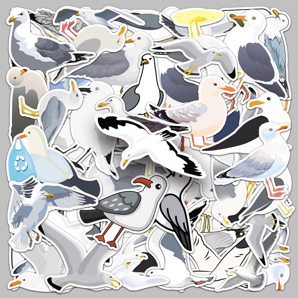 50 Seagull Cartoon Animal Stickers: Waterproof Decorations for Thermos Cups & Notebooks