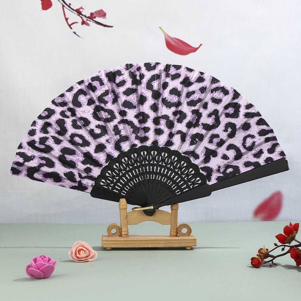 Cloth Hand Fold Fan Leopard Print Dance Fan Portable Performance Fan  Performance Decor