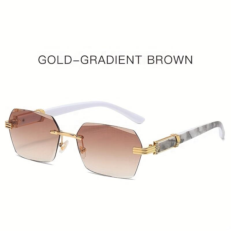 Vintage Style Rimless Fashion Glasses for Men & Women Metal Hinges, Marble Pattern, Lightweight & Durable, Fashionable Eyewear