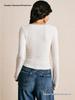 European & American Slim V-Neck Lace Long-Sleeve T-Shirt for Women - Autumn/Winter Temperament Base Top
