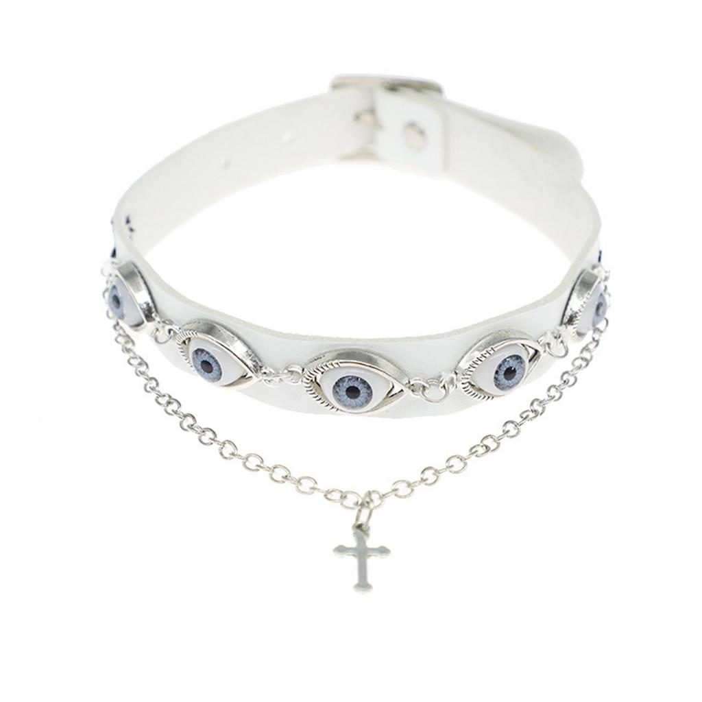 Eye of the Demon Choker Necklace Unique Horror Themed Evil Eye Choker Durable PU and Alloy Neckband for Parties
