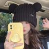 Cat Ear Knitted Hat for Women In Autumn and Winter Warmth and Thick Ear Protection Winter Style Cute Face Showing Small Ins Student Wool Hat