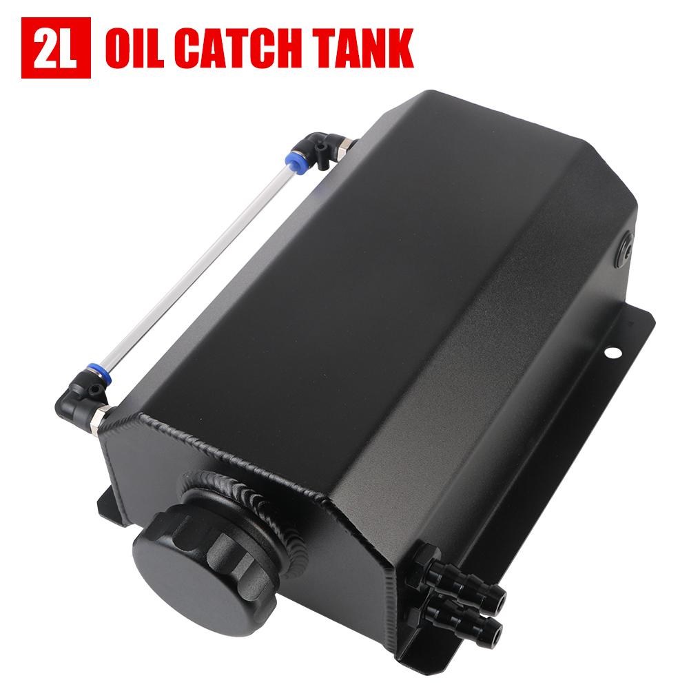 Fuel Gas Catch Can Spuare Bottle Car Oil Catch Tank 2L Coolant Radiator Overflow Reservoir Tank Aluminum Alloy Universal