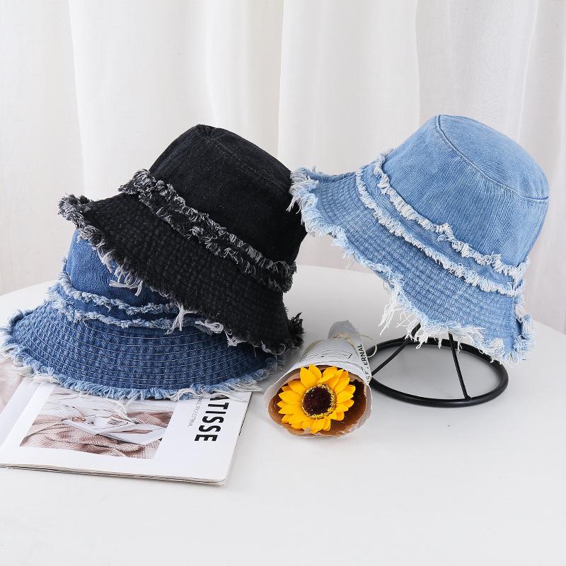New Japan Style Washed Denim Bucket Hat For Women Summer Autumn Wide Brim With Tassel Casual Best Matched Fisherman Cap Gift