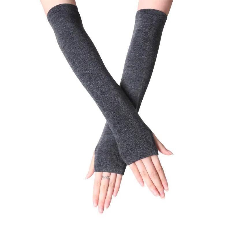 Fashion Classic Gothic Striped Knitted Long Gloves Fingerless Oversleeve for Women Female Stretch Winter Arm Warmer Gloves