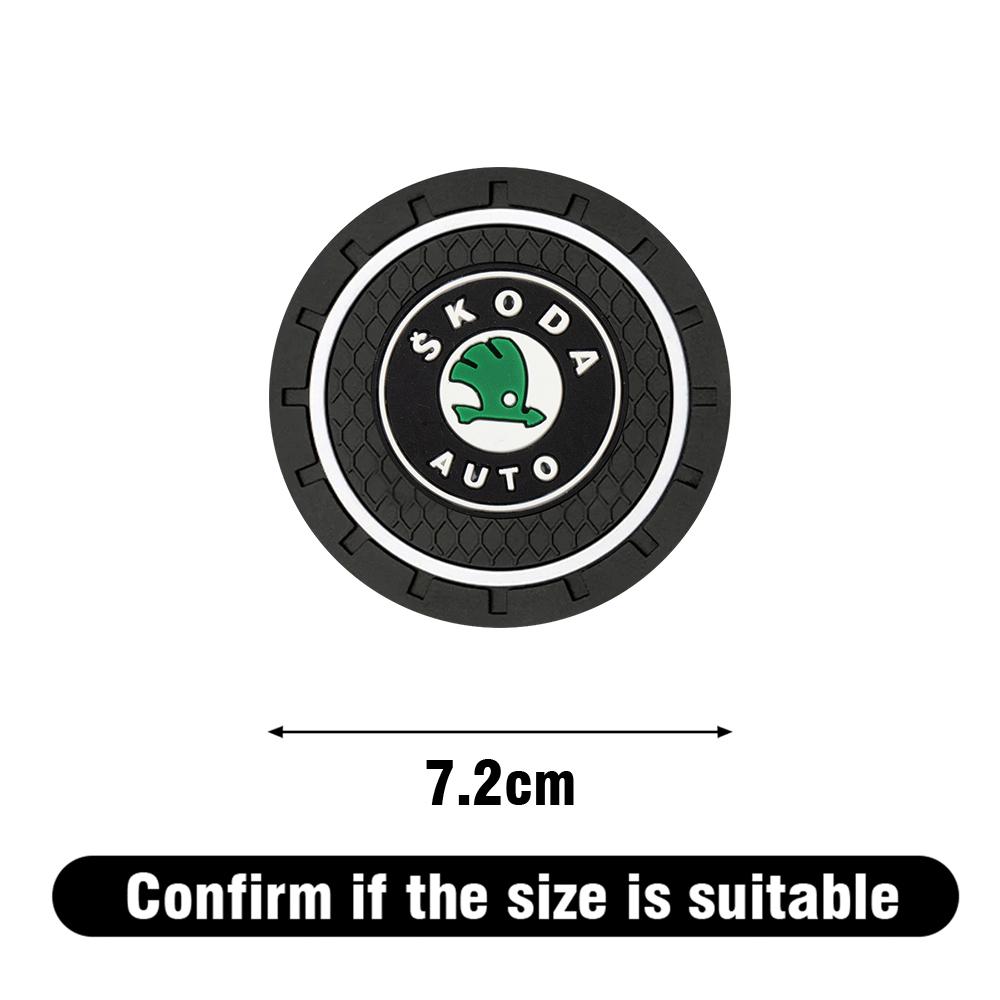 2025 Hot 1/2/4Pcs Car Coaster Water Cup Mat Non-Slip Pad Accessories For Skoda Rapid Scala Kodiaq Fabia Kamiq Karoq Octavia 2 3
