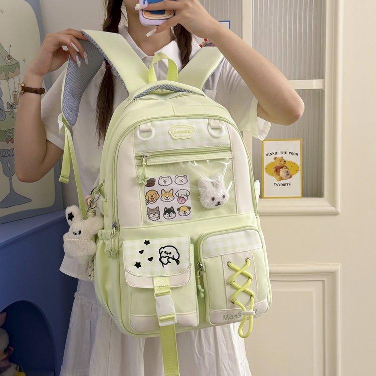 Schoolbagins niche plaid style schoolbag female cute foreign style junior high school girls primary school students grades 1-1 large capacity double