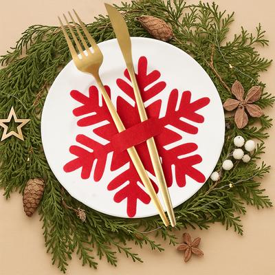 Christmas Felt Cutlery Cover Merry Christmas Decor for Home 2025 Navidad Natal Snowflake Knife Fork Bags Ornament New Year 2026