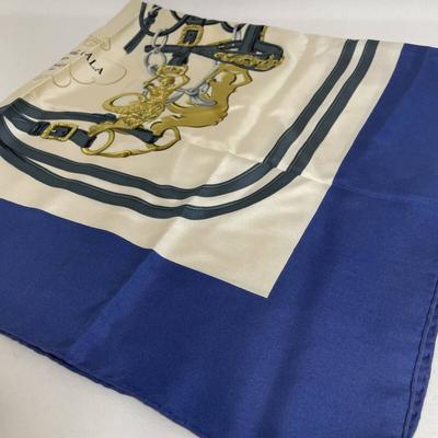 [USED]84B228 Carre 90 Silk Blue Scarf,