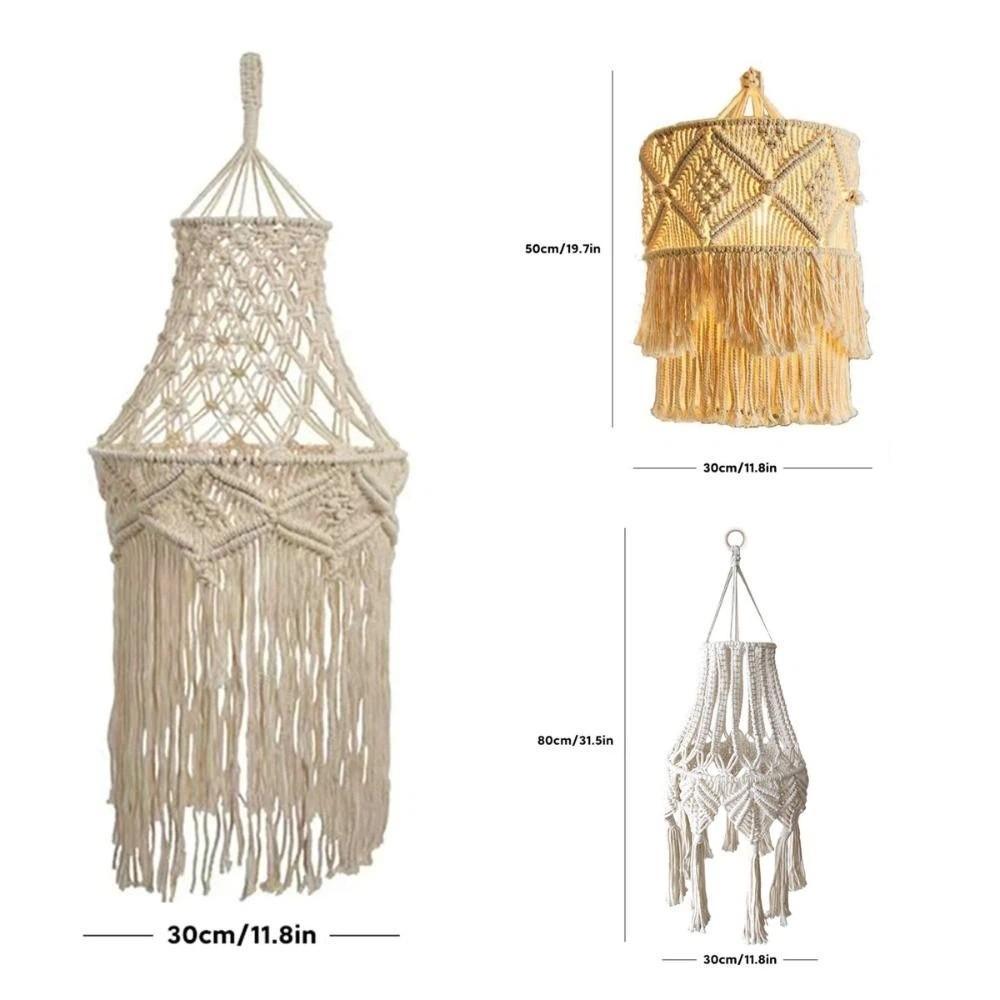 Tassel Detail Macrame Lampshade Woven Texture Woven Tapestry Lampshade Bedroom Headboard