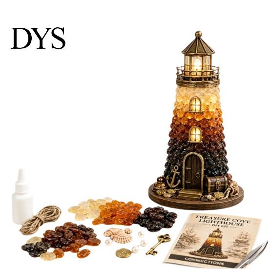 Coastal Inspired Ornaments Sea Glass Lighthouse DIY Kit, 3D Light Up Fragment Art Supplies Craft Lighted Ornament for Adults, Home Table Decoration