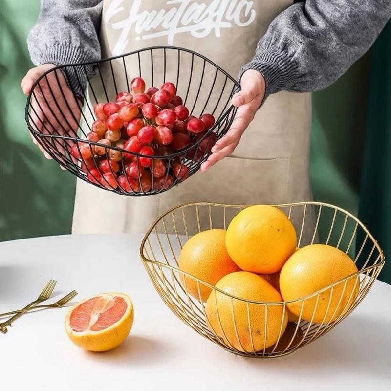 Metal Fruit Basket Simple Fruit Basin Multi-Size Iron Snack Bread Vegetable Storage Bowls Kitchen Eggs Dessert Holder Organizer