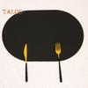 Oval Western Placemat Faux Leather Foldable Space-saving Easy Storage Wear-resistant Protection Pad