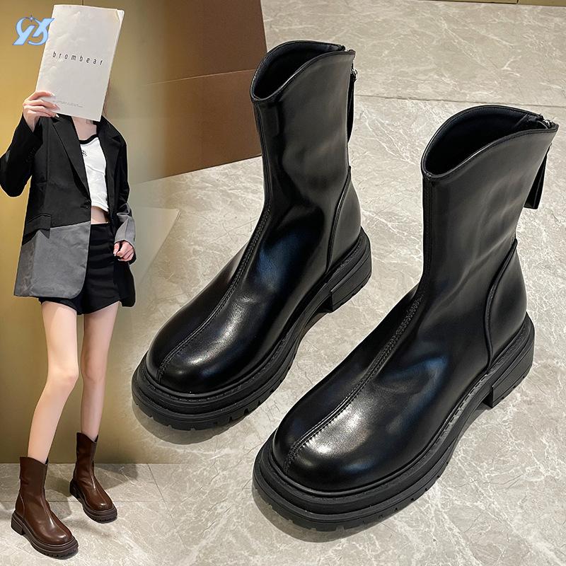 thick-soled Martin boots women's winter fattened and widened short boots large size women's boots thick heel velvet