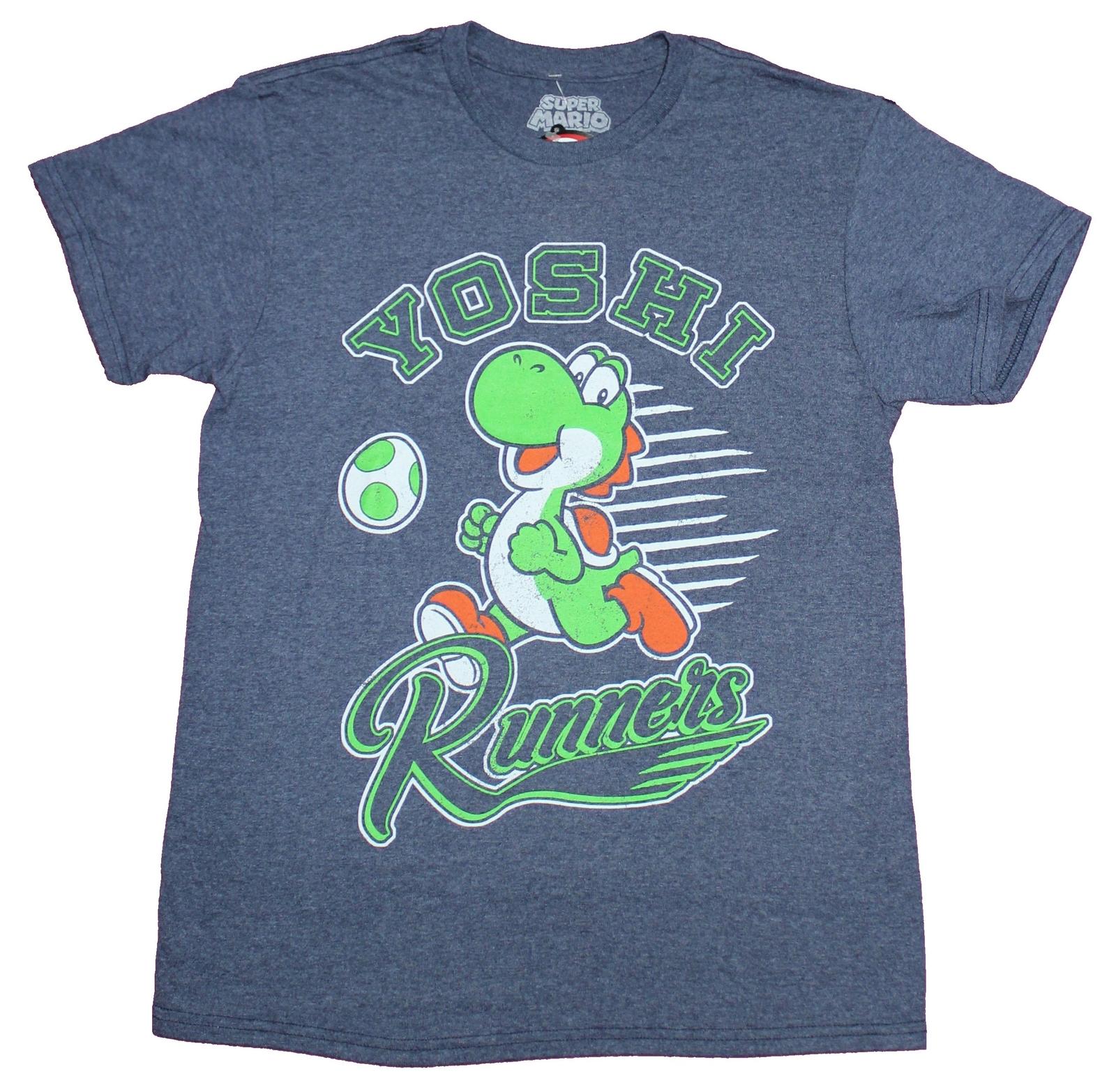 Super Mario Brothers Mens T-Shirt - Yoshi Runners Running Yoshi Image XL
