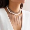 Double Layer Collar Necklace Elegant Imitation Pearls Choker Vintage Tassels Necklace Clavicle Chain Fashion Jewelry