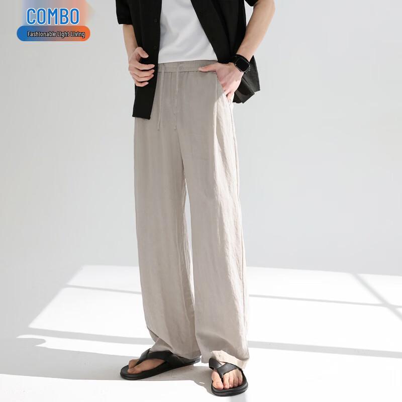 Men s Cool-Touch Lyocell Linen Blend Straight-Leg Pants 3XL