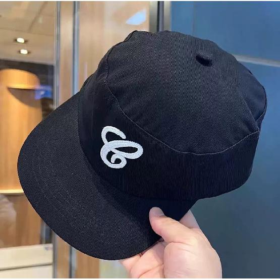 American-style letter embroidered baseball cap for women, two-tone, flat top, wide brim, large head circumference, makes face look smaller, trendy
