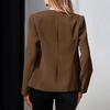 Women's Slim-Fit Round Neck Long Sleeve Button Pocket Lined Cardigan Top Jacket