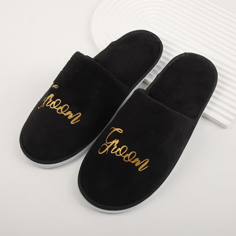 Fashion Wholesale Wedding Party Guests Home Slip-on Letter Print Shoes, For Bride And Bachelorettes Bridal Party Cross Strap Slippers